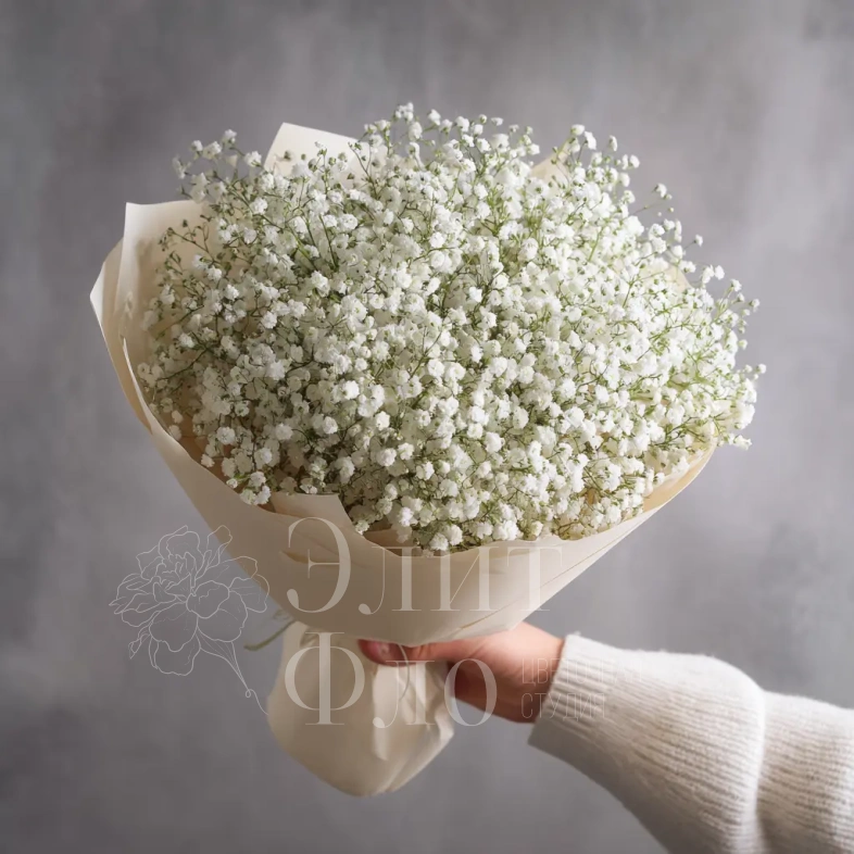 Монобукет из белой гипсофилы