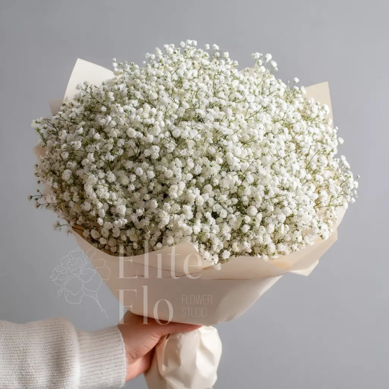 Монобукет из белой гипсофилы