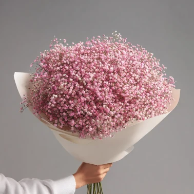 Монобукет из розовой гипсофилы