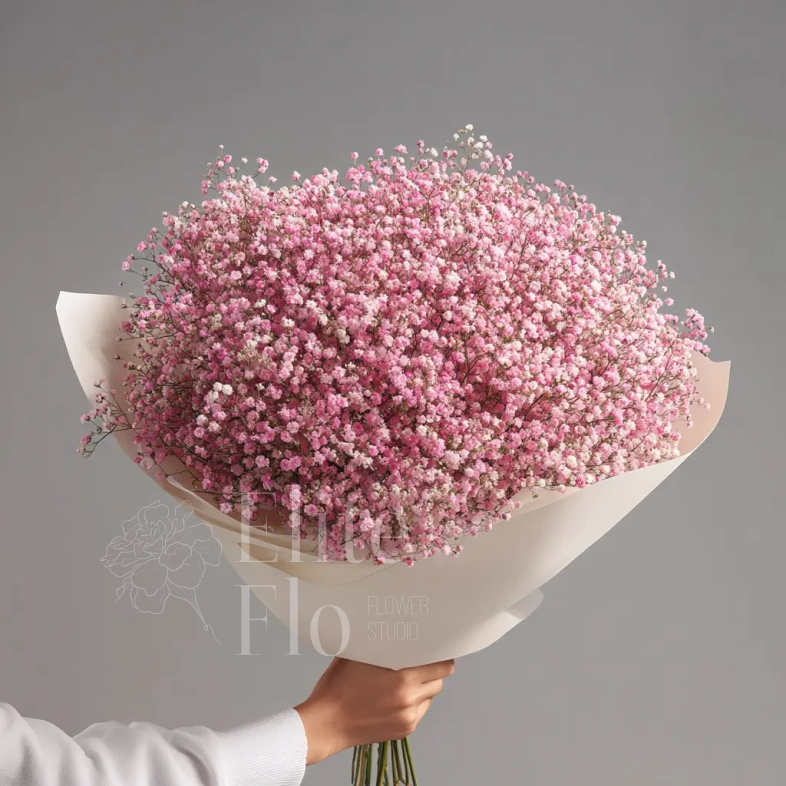 Монобукет из розовой гипсофилы