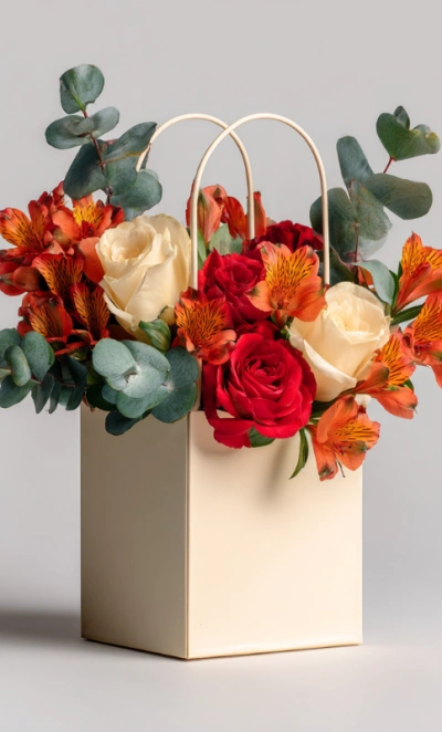 Композиция в сумочке «Городская флористика»