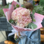 Розовая Гортензия с эвкалиптом 2