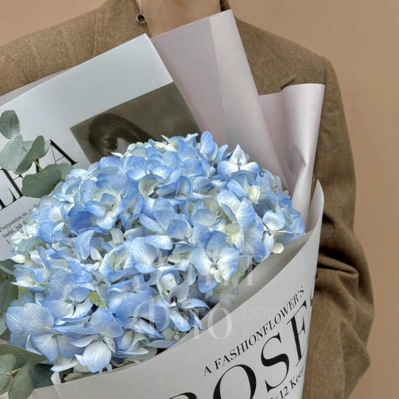 Голубая Гортензия с эвкалиптом