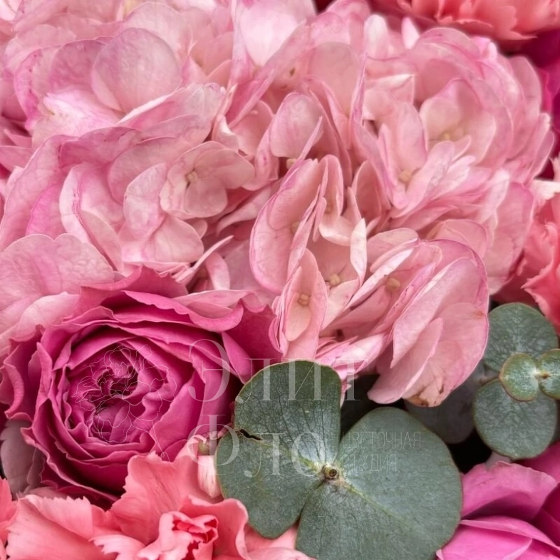 Букет из пионовидной розы и диантусов