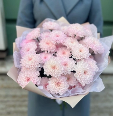 Букет из 5 розовых хризантем