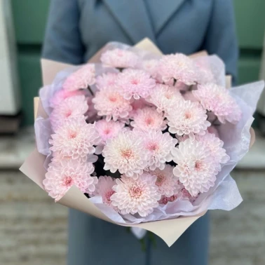 Букет из 5 розовых хризантем