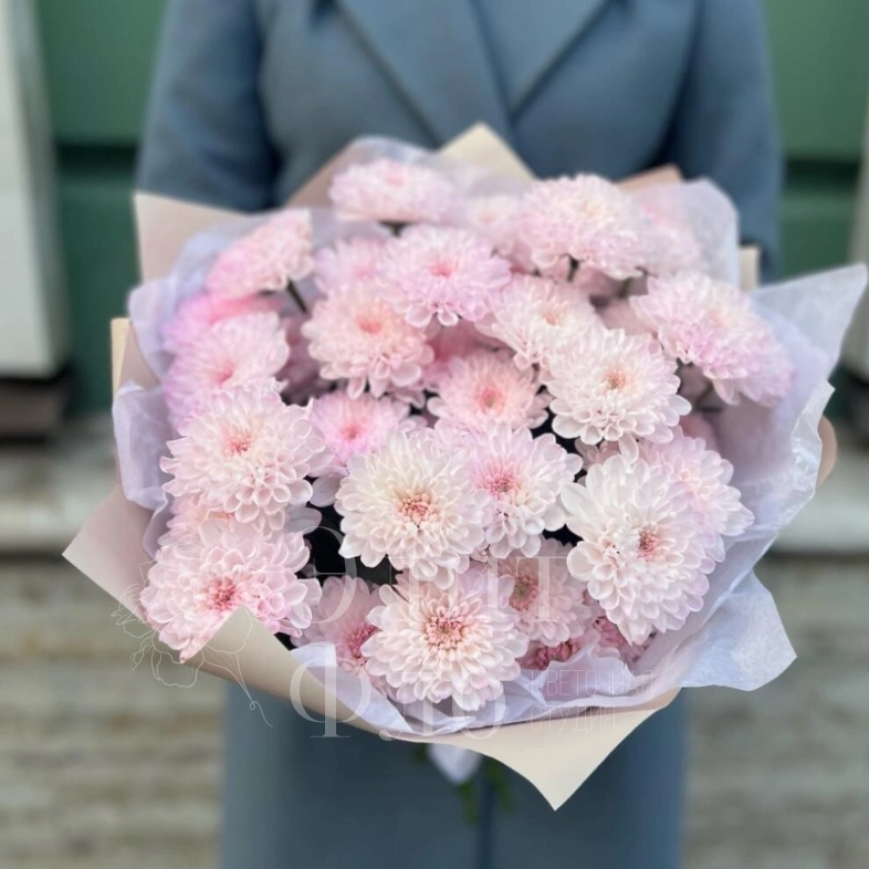 Букет из 5 розовых хризантем