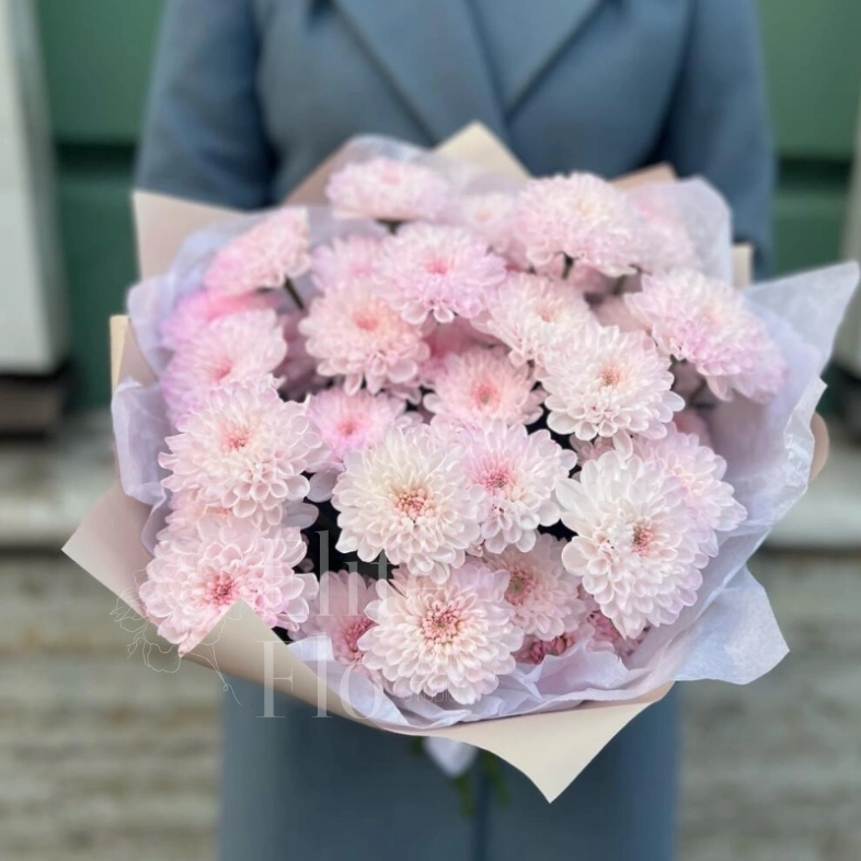 Букет из 5 розовых хризантем