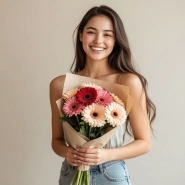 Букет из 9 ярких гербер 0