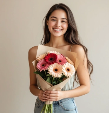 Букет из 9 ярких гербер