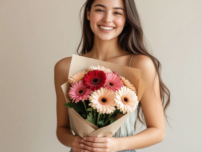 Букет из 9 ярких гербер