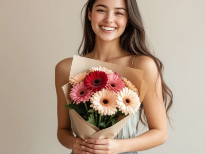 Букет из 9 ярких гербер