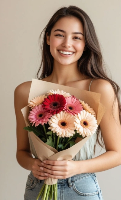 Букет из 9 ярких гербер