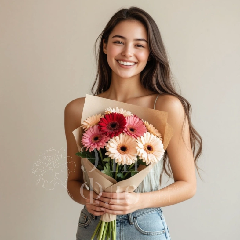 Букет из 9 ярких гербер