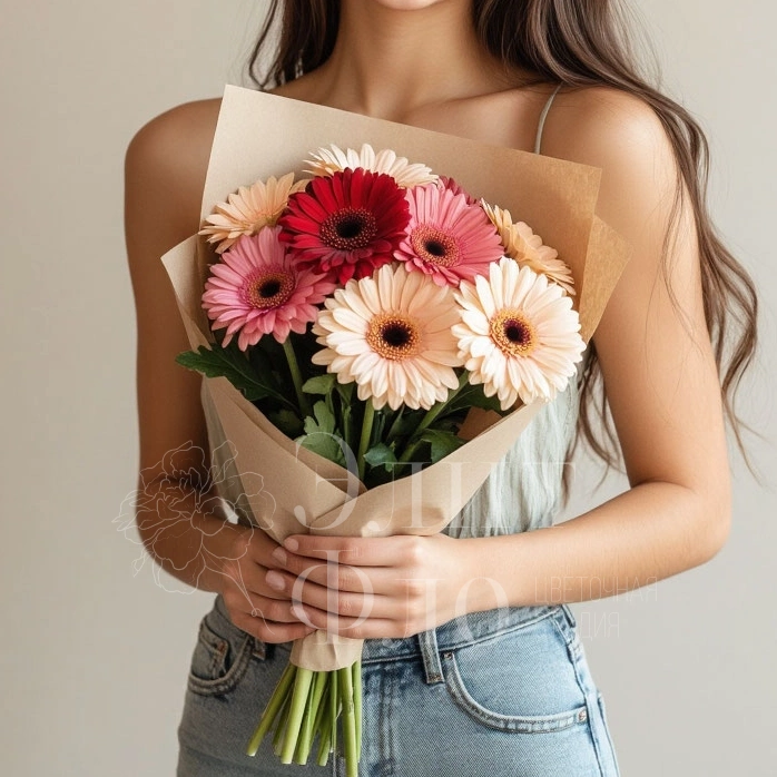 Букет из 9 ярких гербер