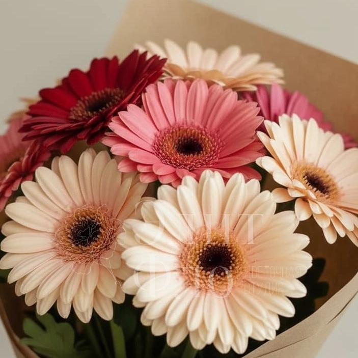 Букет из 9 ярких гербер