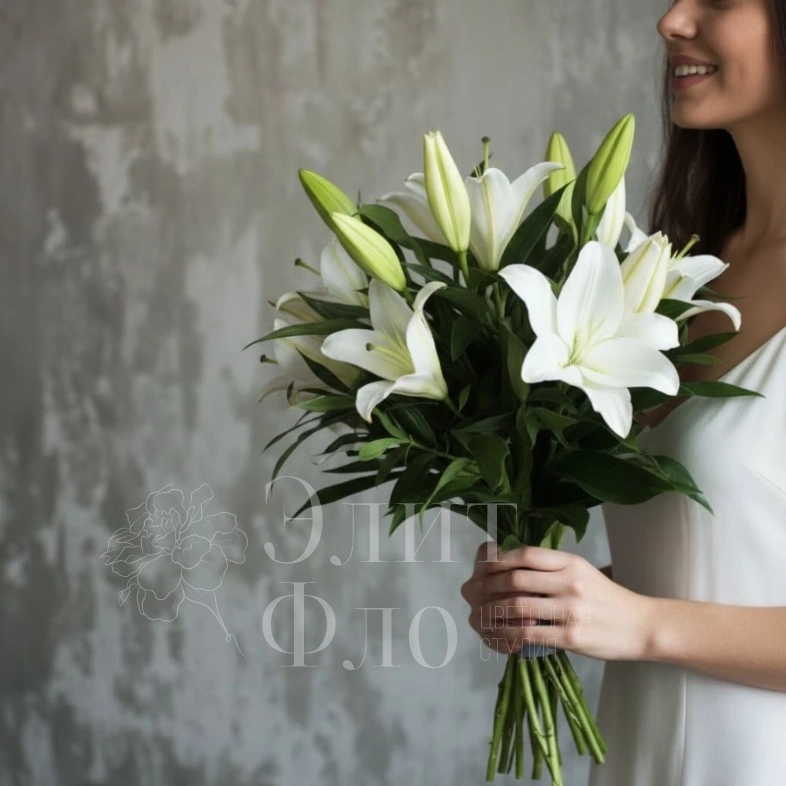 Белые лилии 5штук