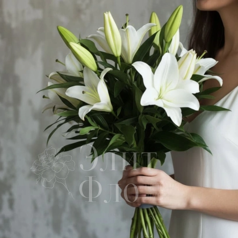 Белые лилии 5штук