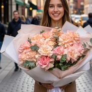 Огромный букет из французских роз и эвкалипта 2