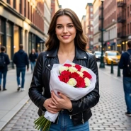 Контрастный букет из 15 ароматных роз 1